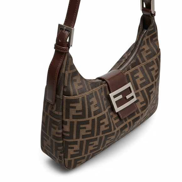 Vintage Fendi Brown and Tan Baguette Shoulder Bag - Picture 2 of 15